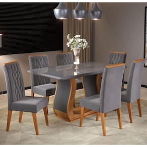 Conjunto Sala de Jantar Mesa 6 Cadeiras Cristal Viero