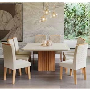 Conjunto Sala de Jantar Mesa Ana 8 Cadeira Clarice Cimol