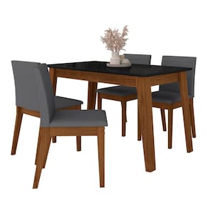 Mesa Com 4 Cadeiras 1,36 Austin Freijó/preto/cinza - M.a