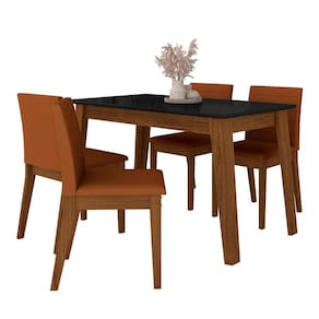 Mesa Com 4 Cadeiras 1,36 Austin Freijó/preto/terracota - M.a