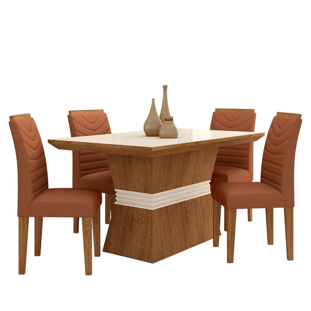 Mesa 1,36 Com 4 Cadeiras Nigéria Freijó/off Prem/terrac - M. Arapongas