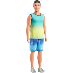 Boneca fashion Barbie Fashionistas Ken #236 com regata azul verde