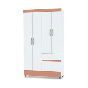 Guarda Roupa Solteiro 4 Portas 102 cm Rio Plus Branco/Camarim - Pallazio