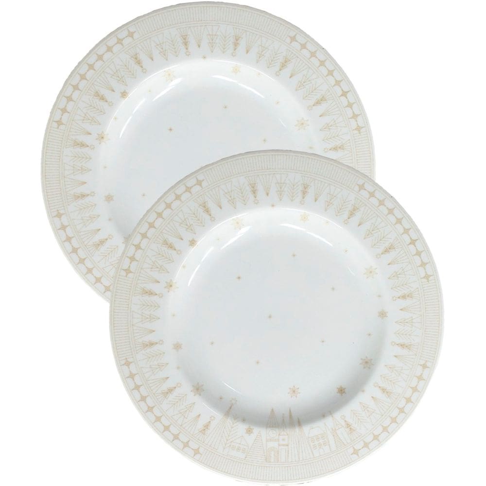 Jogo Prato Sobremesa Lanche 4Pçs 4 Pessoas Natal Noel 21cm