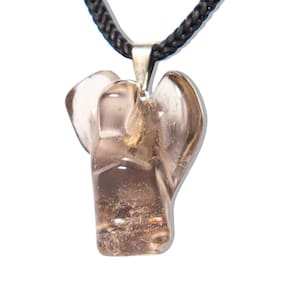 Colar de Anjo Fumê Pedra Cristal Natural Montado em Prateado