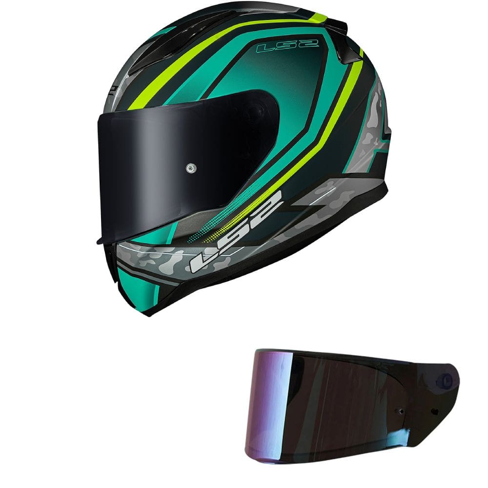 Capacete LS2 FF353 Rapid Ufo Verde e Amarelo Mais VIseira Camaleão