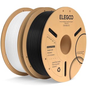 Filamento de impressora 3D ELEGOO PLA Plus 1,75 mm preto e branco 2 kg