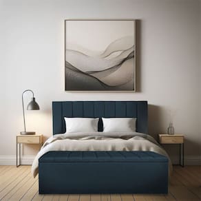 Calçadeira Baú Casal Queen 1,60m Londres Suede Azul Marinho Dal Poz Estofados