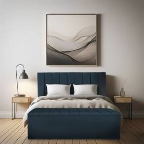 Calçadeira Baú Casal 1,40m Londres Suede Azul Marinho Dal Poz Estofados