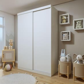 Guarda-roupa Infantil 2 Porta de Correr 2 Gavetas Elara Branco