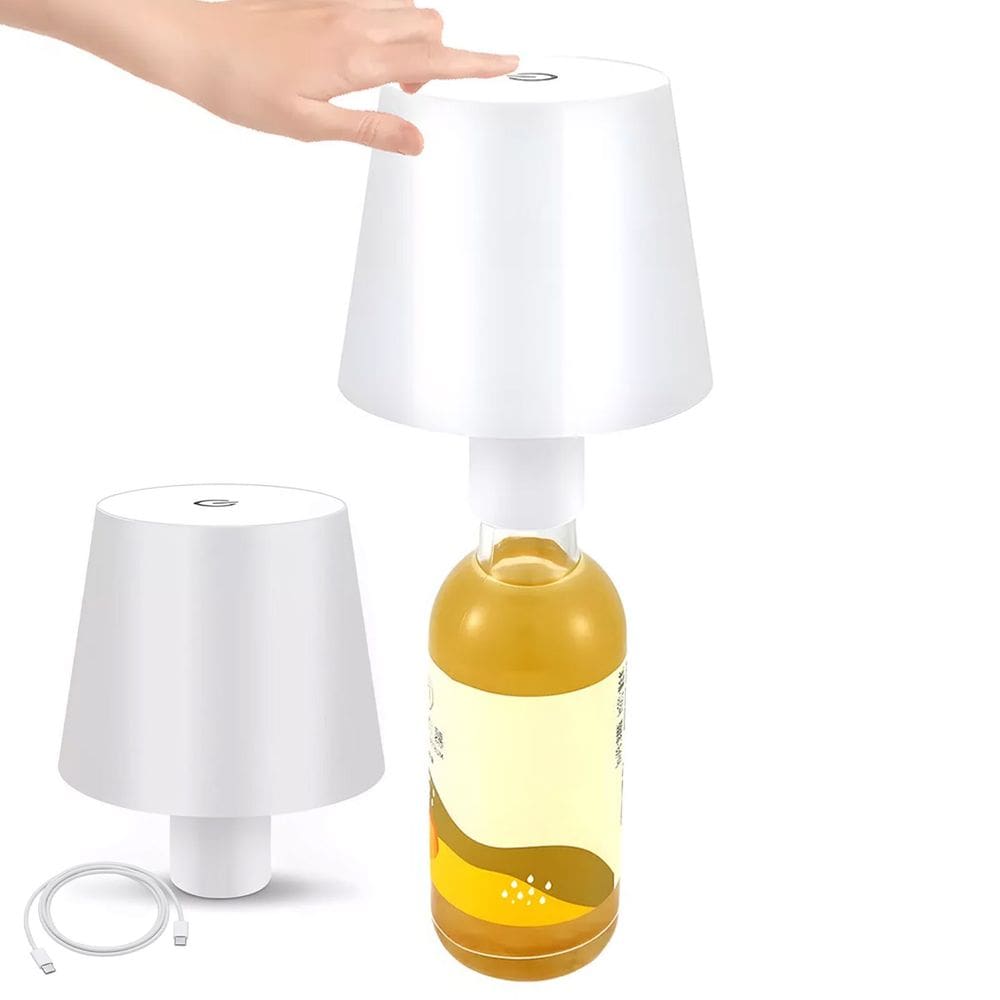 Luminaria Abajur de Garrafa Recarregavel Decoraçao Mesa Escrivaninha 3 Tons Ajustaveis