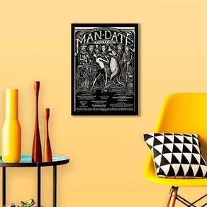 Quadro Cartaz Retrô Man Date Festival 33X24 C/Vidro - Preta
