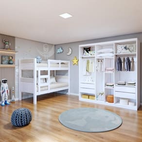 Quarto Infantil Completo Closet Miami e Beliche Trend Branco