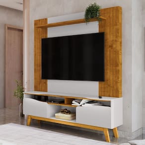 Estante para TV Até 75 Polegadas Atalaia 2 Portas Naturallle/Off White - Móveis Bechara