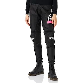 Calças de motocross Alpinestars Fluid Stella Preta/Rosa Fluo 28