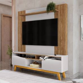 Estante para TV Até 75 Polegadas Atalaia 2 Portas Cinamomo/Off White - Móveis Bechara