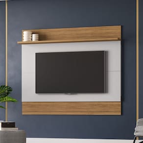 Painel para TV Até 65 Polegadas Aruana 1 Prateleira Cinamomo/Off White - Móveis Bechara