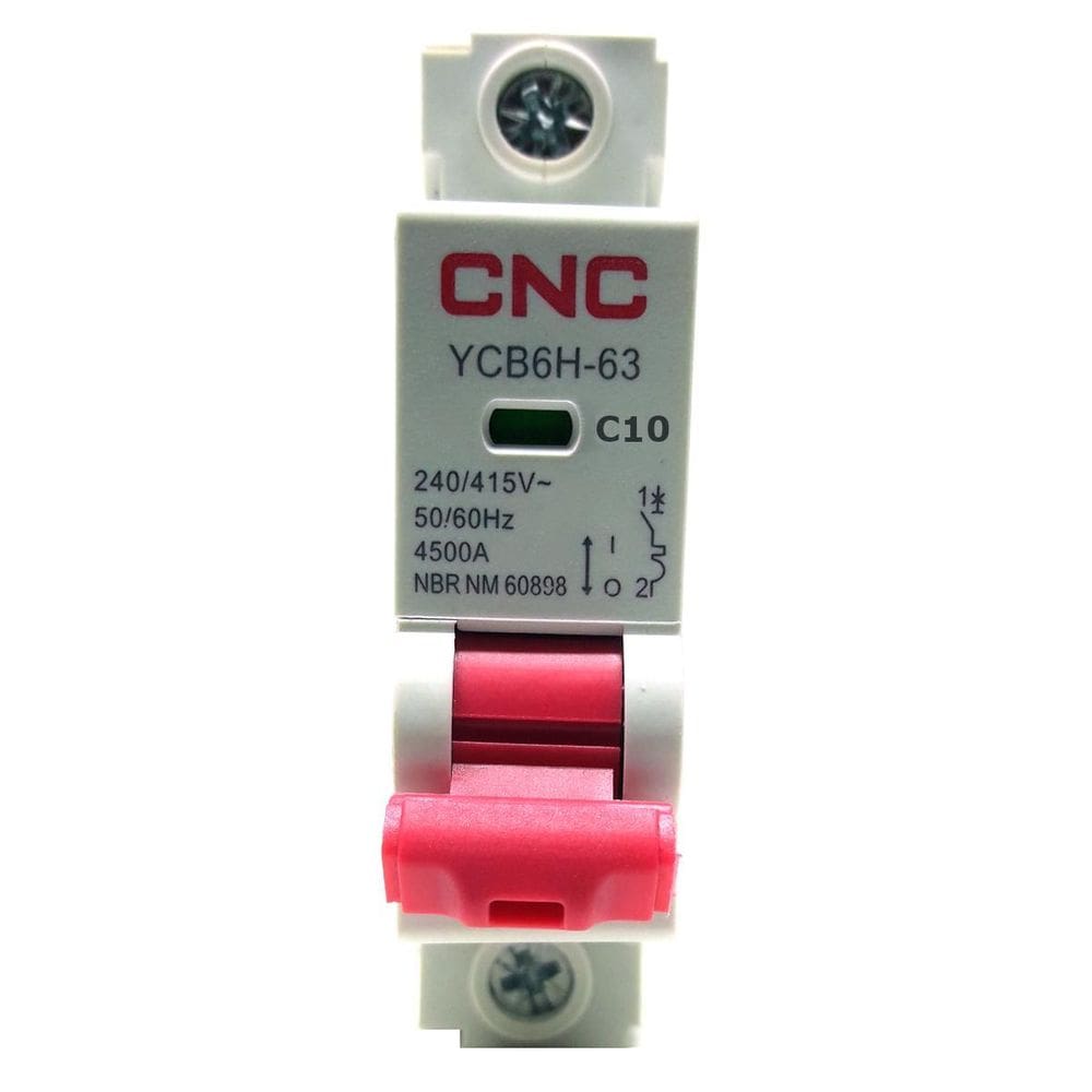 Disjuntor YCB6H-63 Unipolar Curva C 10A CNC - 230/400V