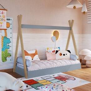 Cama Infantil Cabana Solteiro com Colchão Itapuã/Azul
