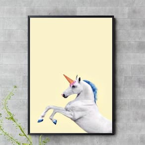 Quadro Decorativo Unicórnio Cavalo 45X34Cm - Com Vidro