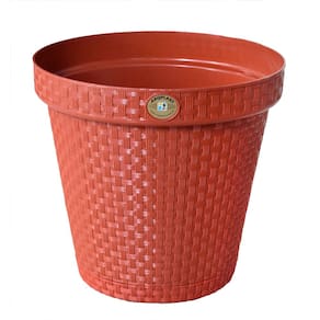 Vaso de Plantas Redondo com Prato Rattan 20 Litros Terra Cota Arqplast