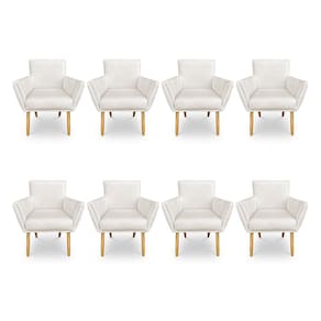 Kit 8 Poltronas Decorativa Leticia Suede Bege Pés Palito Castanho - Pallazio