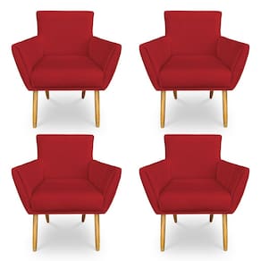 Kit 4 Poltronas Decorativa Leticia Suede Pés Palito Castanho - Pallazio