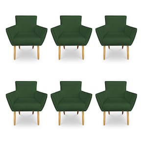 Kit 6 Poltronas Decorativa Leticia Suede Pés Palito Castanho - Pallazio