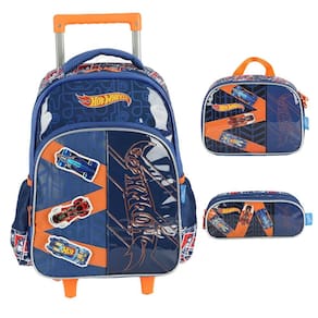 Mochila de Rodinhas Sem Alça Luxcel Hotwheels Pistas Azul