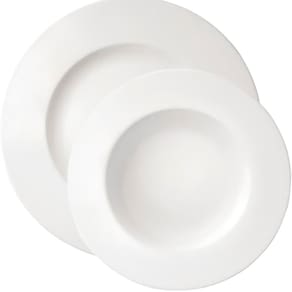 Kit Jogo Pratos Raso Fundo 4Pçs 2 Pessoas Aba Larga Branco