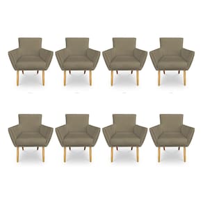 Kit 8 Poltronas Decorativa Leticia Suede Marrom Rato Pés Palito Castanho - Pallazio