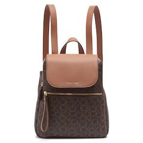 Mochila feminina Calvin Klein Elaine Signature marrom/cáqui