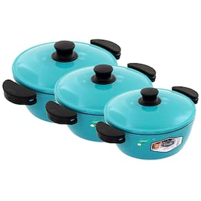 Kit Panelas Gulê Alumínio 900ml 1,45L 1,75L 3 Peças Turquesa