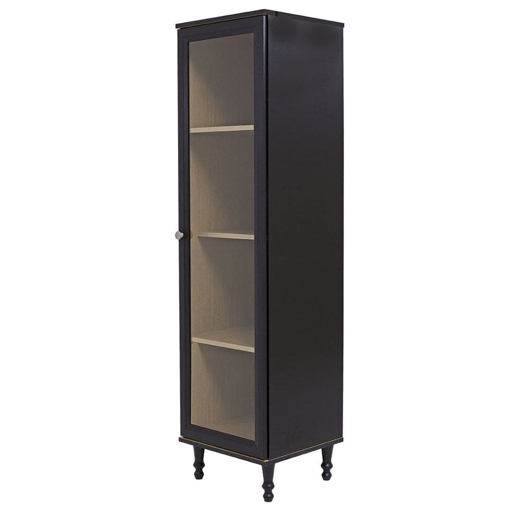 Cristaleira 1 Porta Vidro Pés Madeira 151x40 cm E963 Preto Dtall