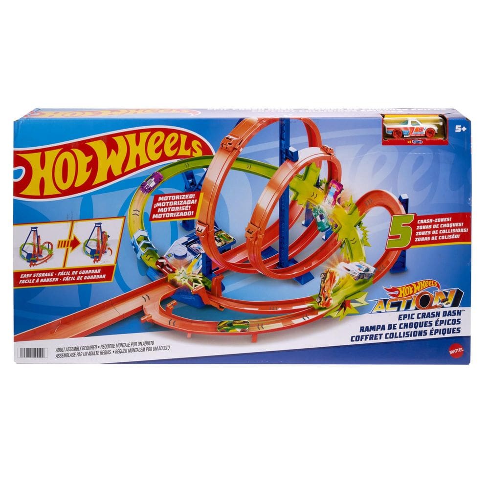 Conjunto de pistas de carros de brinquedo Hot Wheels Action Epic Crash Dash 1:64