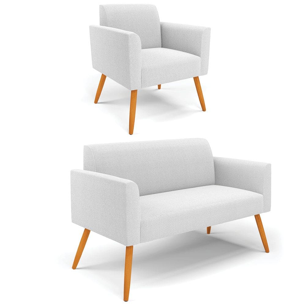 Namoradeira e Poltrona Pé Palito Castanho Marisa Bouclê Off White D03 - D`Rossi