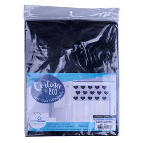 Cortina para Box 138x198cm PVC com Ilhós Vida Pratika Preta