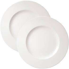Jogo Pratos Sobremesa Lanche 12Pçs 12 Pessoas Aba Larga 21cm
