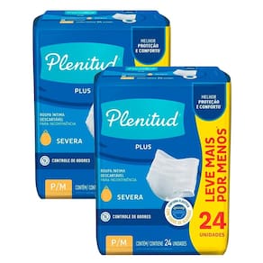 Kit 2 Roupa Íntima Plenitud Plus Unissex Tamanho P/M 24 Unidades Leve Mais Por Menos cada