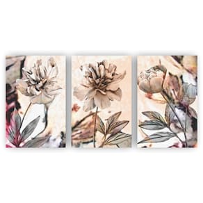 Kit 3 Quadros 20X30 Floral Flores Artistico Aquarela