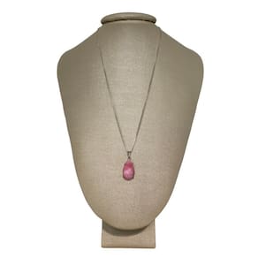 Colar 60Cm Prata 925 Gota Opala Rosa Lapidada Ponte Vecchio