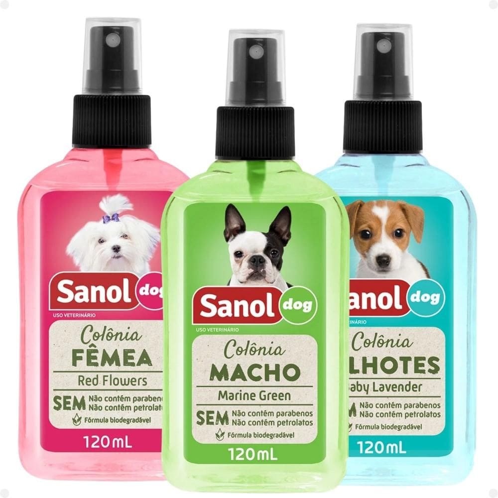 Kit Colônia Sanol Dog Com 3 120ml