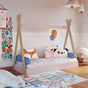 Cama Infantil Cabana Solteiro com Colchão Itapuã/Rosa