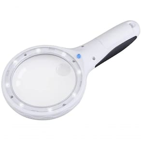 Lupa Com 8 Leds E Luz Violeta 3x E 10x Cabo Ergonômico