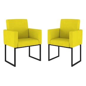 Kit 02 Poltrona Cadeira Decorativa Recepção Base Ferro Preto
