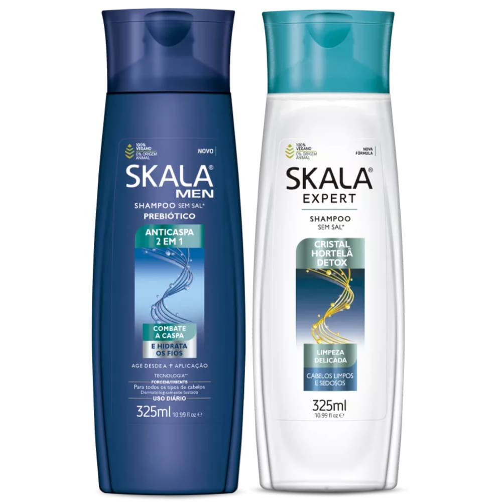 Kit Shampoo Skala Anticaspa Men + Detox Cristal Hortelã