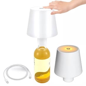 Luminaria Abajur De Mesa Garrafa Iluminaçao Led Recarregavel Ajustavel 3 Tons Decoraçao