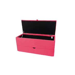 Recamier Puff Baú Sapateira E Gaveta 90 Cm Para Cama De Solteiro- Rosa Pink