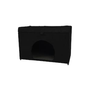 Puff Baú Pet Casa P/ Cachorros E Gatos Em Suede - Preto
