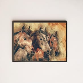Quadro Decorativo Cavalos Artísticos 24X18Cm Preto